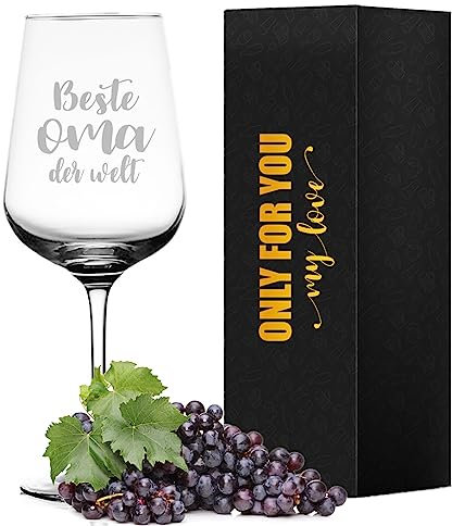 Oma Weinglas mit Spruch Beste Oma der Welt, Geschenk für Oma zum Geburtstag Muttertag Weihnachtstag Erntedankfest, Rotweingläser Weißweingläser Großmütter Geschenke von Enkel und Enkelin (für Oma)