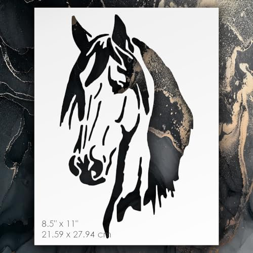 Schablone mit Pferdekopf, wiederverwendbar, 21,6 x 27,9 cm, zum Malen auf Wänden, Holz, Glas, jeder Oberfläche, Scrapbooking, Graffity, Kunst und Handwerk, DIY - LIONX