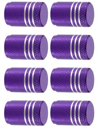 Unifizz 8 Stück Auto runde Reifenventilkappen mit Gummidichtung, Aluminiumlegierung, Felgen, staubdichte Abdeckungen für Auto, LKW, Fahrrad, Reifenkappen, universell, 17 mm, lila