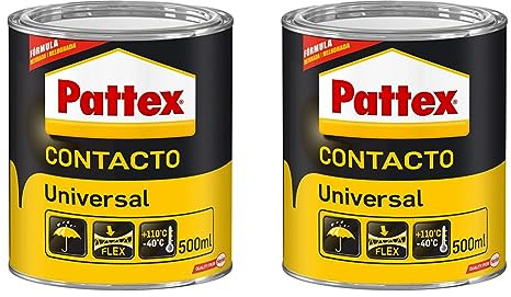 Pattex Cola de contacto universal instantánea multiusos, a prueba de agua, 500ml (Paquete de 2)