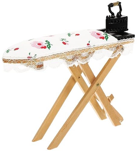 COHEALI Mini Tavolo da Stiro Miniatura per Casa delle Bambole Arredamento Chic e Decorativo per Scene di Gioco e Paesaggi Leggero e Compatto per Accessori e Foto Prop