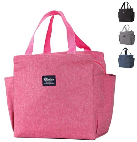 Aiuuee Sac Isotherme Repas 9 L, Portable Glaciere Repas Imperméable en Feuille d'Aluminium, Étanche Sac Lunch Bag pour Déjeuner, École, Bureau, Pique-Nique,Travail(Rose)