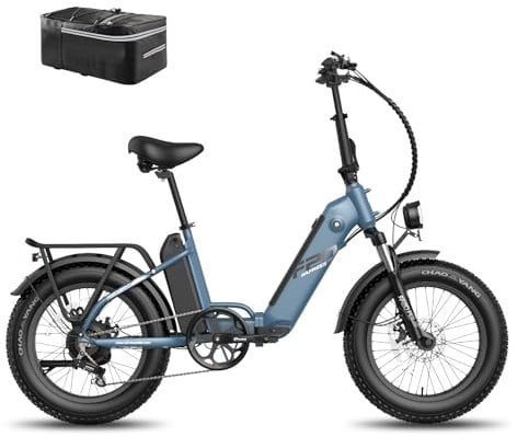 Fafrees Electric Bike, 998Wh Folding Electric Bikes with 48V/10.4Ah*2 Removable Batteries, Assist Mode to 140KM, 20 * 4.0 Fat Ebike for Adults, 65N.m MTB for Snow Beach Commute, FF20 Polar 2023 Blue