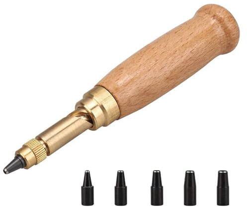 Automatische Lochstanzer Automatik Körner, Leder Locher Automatische Lochstanzer mit 1,5 mm, 2 mm, 2,5 mm, 3 mm, 3,5 mm, 4 mm Lochdurchmesser zum Nähen, Leder, Papier, Basteln