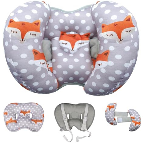 KAKIBLIN Baby Head Neck Support Pillow, 2 in 1 Banana Neck Pillow for Baby, Travel Pillow for Stroller Neck Support for Newborn, Adjustable Pillow for Head
