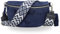 BRISE Bauchtasche Damen Echtes Wildleder SAHEL Handgemachte Umhängetasche Crossbody Bag Hüfttasche mit Ledergurt + Optionalen Breiten Gemusterten Riemen Gürteltasche Made in Italy (Dunkelblau 2)