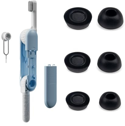 Adhiper 3 Paar Ohrstöpsel(S/M/L) für Pro/Pro 2 Bluetooth-In-Ear-Kopfhörer,5in1 Reinigungsset für Kopfhörer/Ohrhörer/Box/Tastatur/Maus/Handy(Schwarz)