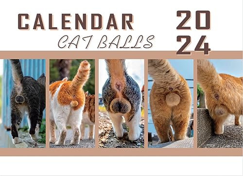 NZDFH Kalender 2024 Tischkalender, Katzenkalender 2024 Wandkalender, Kreativer Katzen Kalender, Lustiger Katzenhintern Wandkalender, niedlich Tiere Kätzchen, Geschenk für Katzenliebhaber, A