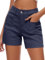 Alaster Queen Damen Lose Beiläufige Hosen mit Taschen Outdoor Shorts Lounge Für Sommer Kurze Hose Damen Marineblau M