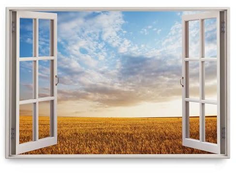 Paul Sinus Wandbild 120x80cm Fensterbild Landschaft Natur Feld Weizenfeld Horizont