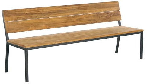 OUTLIV. Kobe Gartenbank aus Edelstahl und Teakholz, 200x60x84 cm, für 3 Personen, gemütliche Sitzbank für den Garten