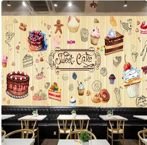 XDOUBAO Mural Wallpaper 3D Cake Shop Yellow Background Wall Paper,3D,200x140cm