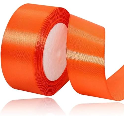 Geschenkband Orange 40 mm Breit,23 Meter Satinbänder Orange Stoff Schleifenband Kunsthandwerk, Kränze, Hochzeitsdekoration, Weihnachten, Haarbögen, Blumensträuße, Geburtstag und Geschenkverpackung