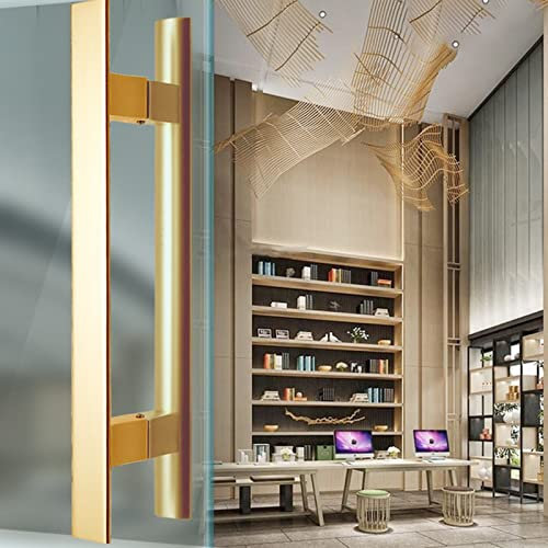 Poignée de porte en alliage d'aluminium massif en forme de H, portes intérieures et extérieures 40 cm, 60 cm, 80 cm, aluminium brossé contemporain, poignée de porte de douche/80 cm (32) (or 40 cm (