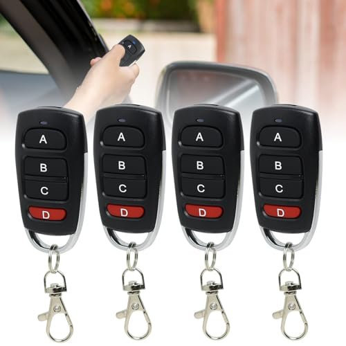 Telecommande Universelle Portail 433 Mhz 4Pcs, Duplicateur Multicode à 4 Boutons, Compatible avec Multiples Dispositifs, Clonage Facile et Rapide, Portée 10m, S'applique uniquement aux codes fixes