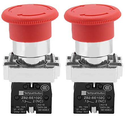 2 Pezzi 22 mm Pulsante di Arresto di Emergenza Fungo Rosso Interruttore Pressione AC 600 V 10 A XB5