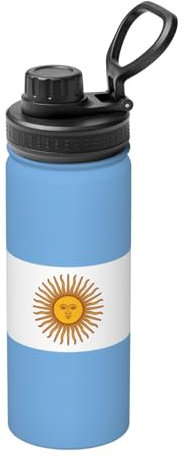Argentine Flag Print Vacuum Insulated Sports Water Bottle,18 Oz Stainless Steel Water Bottle for Gym Home Sports