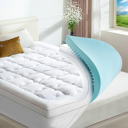 Choc Chick Dual Layer Twin Mattress Topper, 2 Inch Egg Crate Memory Foam Plus 1.5 Inch Pillow Top for Back Pain Relief, Cooling Bed Topper