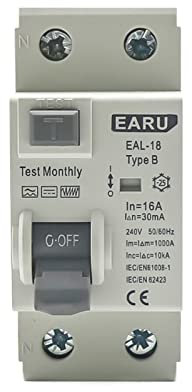 FBPQRCONS Disjoncteur électromagnétique à Courant résiduel 2P 10/30/100/300mA B, Interrupteur de sécurité différentiel(2p 32a,30mA)