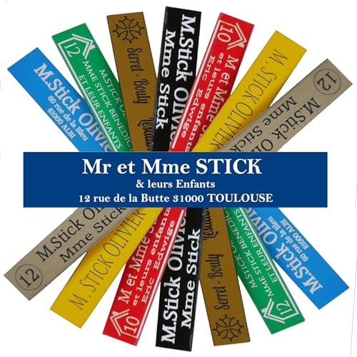 Plaque nom boite aux lettres PVC 10x2,5 cm - Plaque boite aux lettres personnalisable 3 lignes & Logo [ Etiquette boite aux lettres ]