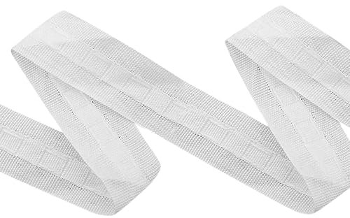 Laluky Gardinenband, Kräuselband, 30M X 2.5CM Gardinenband zum Aufnähen, Polyester Gardinenband Vorhangband, Falte Gardinenband Universalband for Abnehmbarer Vorhang(Weiß)