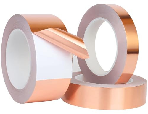 Qrity 1 Stück Leitfähig Kupferfolienband, 100mm x 20m Kupferband, Selbstklebend Leitende Kupferband für Gitarre, Erdung und Löten