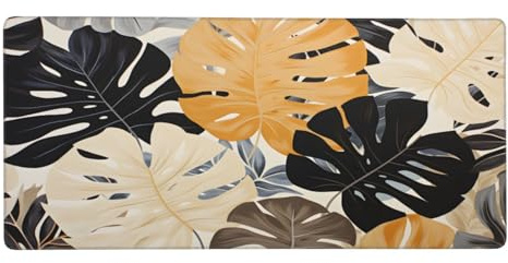 Mexpekil Grand tapis de souris de jeu avec imprimé feuilles de palmier tropicales, 90 x 40 cm, antidérapant et imperméable, tapis de clavier pour bureau à domicile