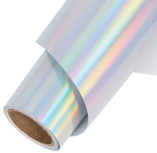 TORC Metallic HTV Heat Transfer Vinyl Roll 12 x5ft Holographic Silver Iron on Vinly for Shirts Compatible with Cricut or Silhoutte Cameo, Easy to Cut & Weed