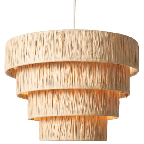 Litecraft Viera Light Shade Raffia Easy Fit 4 Tiered Ceiling Lampshade - Natural