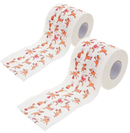 CIYODO 2rollen Toilettenpapierrollen Im Weihnachtsstil Musterdruck Mit Weihnachtsmann Und Rentier Dekoratives Toilettenpapier Für Festivals Und Partys Praktisches Badezimmerzubehör