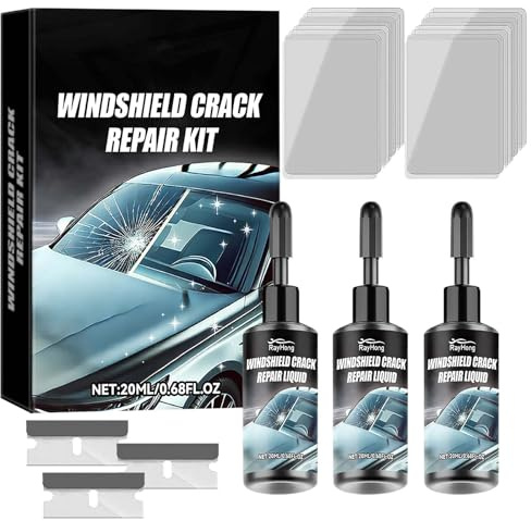 3 Stück Steinschlag Reparaturset Windschutzscheibe, Windschutzscheibe Reparaturset 2025 Neu, Glas Reparatur Flüssigkeit gegen Risse & Steinschlag, Auto Scheiben Reparatur Kit für Chips, Löcher