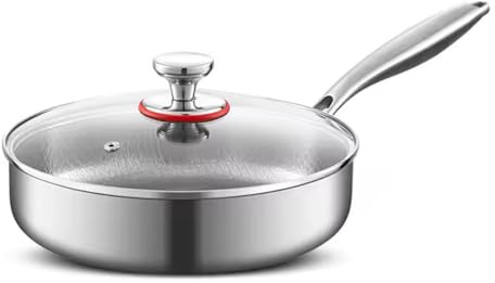 Padella in titanio martellato, ultra resistente, antigraffio, antiaderente, senza PTFE e PFOA, 20 cm