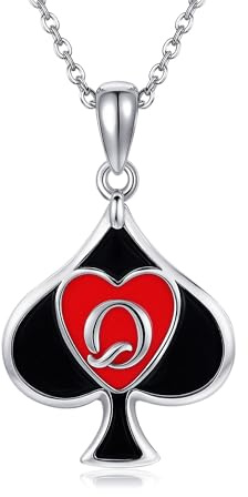 JERWLI Queen of Spades Necklace for Women 925 Sterling Silver Ace of Spades Necklace Queen Jewelry Gifts for Women