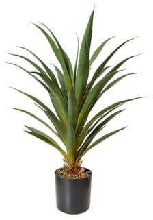 kunstpflanzen-discount.com Künstlicher Agaven Kaktus, 65 cm Höhe, 49 cm Breite, Amerikanische Aloe Pflanze, Grün-Gelblich, PE Kunststoff, 36 Blätter, mit Topf, für Wohnräume und Bodenbepflanzung