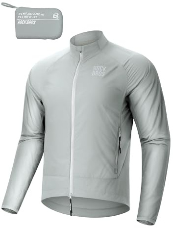ROCKBROS Winddichte Fahrradjacke Herren Damen, Leichte Atmungsaktive Schnelltrocknende Windbreaker Radsportjacke, Faltbare Laufjacke mit Taschen für Radfahren MTB Outdoor Joggen