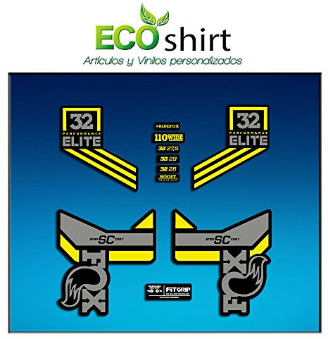 Ecoshirt B8-5ITL-Y2VB Aufkleber Fork Fox 32 SC Elite Performance 2017 Am85 Aufkleber Decals Sticker Gabel grau gelb