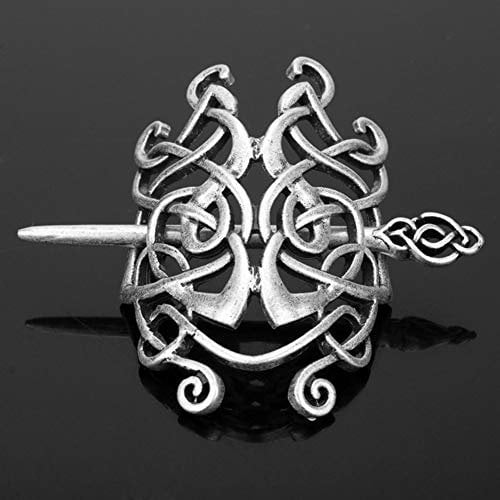 Keltische Haarspangen, Wikingerhaar-Accessoires, keltischer Knoten, Antik-Silber, Haar-Dekoration für lange Haarschmuck, Zöpfe, Haarspange mit Stab