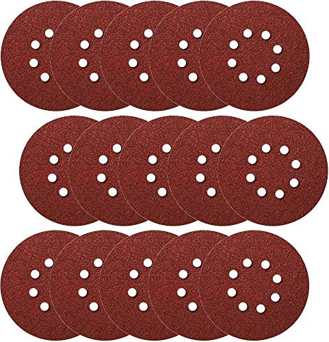10x Klettscheiben Ø 125mm 8 Loch Körnung 40 Klett Schleifpapier Exzenterschleifer Schleifscheiben Klettschleifscheiben Klettbefestigung z.B. für AEG, Black&Decker, Bosch, Einhell, Kress