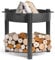 Cook King Stahl Feuerschale Montana Ø 80 hoch | Inkl. Holzlager, Schwarz, Ø 80x80 cm | Grillschale Robust & Witterungsbeständig