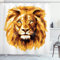 ABAKUHAUS Afrika Duschvorhang, Tropen Safari Löwe-Kunst, Stoffliches Gewebe Badezimmerdekorationsset mit Haken, 175 x 180 cm, Orange Weiss