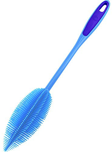 Kochblume Flaschenbürste 36cm | Premium-Silikon | Hitzbeständig | Spülmaschinenfest | Für Trinkflaschen, Thermoskannen & Gläser | Farbe: blau
