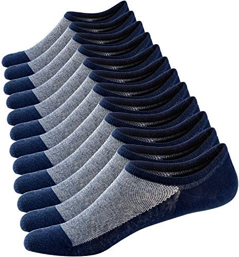 Ueither Calzini Fantasmini Uomo Sneaker Calze Taglio Basso Corti,Calze Invisibili in Cotone (Blu Navy (6 Paia),38-44)