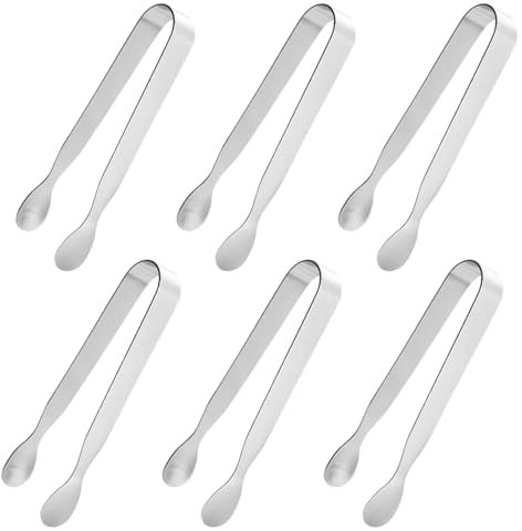 mini pinces à glaçons en acier inoxydable pour thé, café, bar (6pcs)