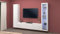 Dmora - Système Mural Girolamo, Meuble TV 3 Portes, Meuble de Salon Polyvalent avec vitrine et lumière LED, 100% Made in Italy, 260x30h180 cm, Blanc Brillant