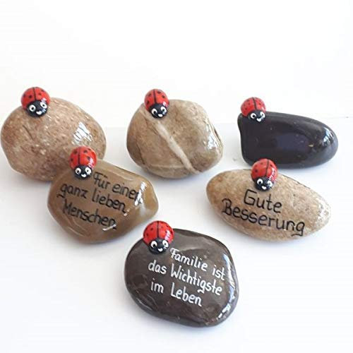 Andys Steinwelt® Glücksstein [Mit Wunschtext personalisierbar!] Handbeschrifteter Glücksbringer Stein ca. 8 cm Geburtstag Geschenk & Tischdeko für Hochzeit, Geschenkidee mit Spruch oder Name 1025