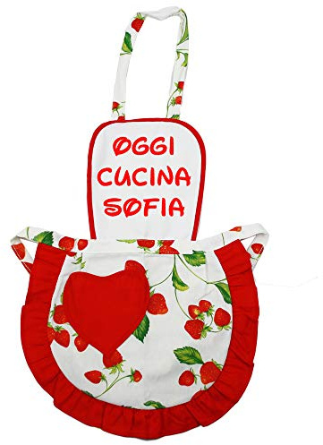 Grembiulino PERSONALIZZATO baby cm.39x50 Grembiule Cucina Bambini TAGLIA UNICA BAMBINO Cotone 100% Made in Italy