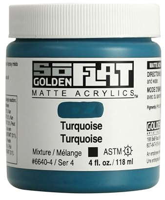 GOLDEN SoFlat Matte Acrylics by, Turquoise, 118 ml Jar, Professional Acrylic Paint, Opaque
