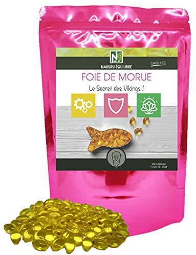 NAKURU | Foie de Morue | Gamme Équilibre | Fabriqué en France | Le Secret des Vikings ! | (360 Capsules de 700mg / Poids Net: 252g)