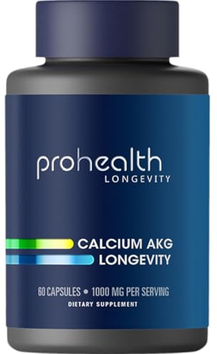 ProHealth Ca AKG Supplement, Alpha Ketoglutarat, 1000 mg, 60 Kapseln | AKG Kapseln Zur Unterstützung Der Stoffwechselfunktion, Des Gesunden Alterns Sowie Der Muskel & Knochengesundheit