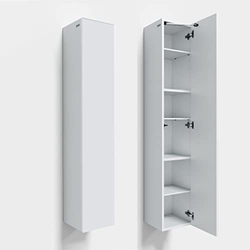 PLATAN ROOM Badezimmer Hängeschrank Wandschrank 105/ 160cm hoch Badhängeschrank mit Fronten in Hochglanz und Push-to-Open Funktion (Weiß Matt/Weiß Matt, 160 x 30 x 32)